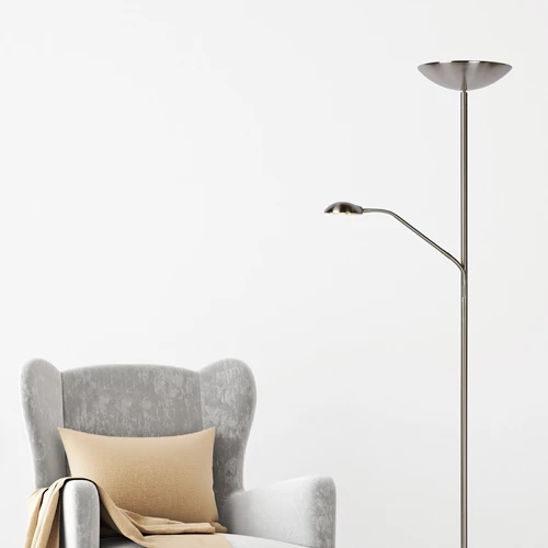 Lucide ZENITH - Floor reading lamp - LED Dim. - 3000K - Satin Chrome - atmosphere 1